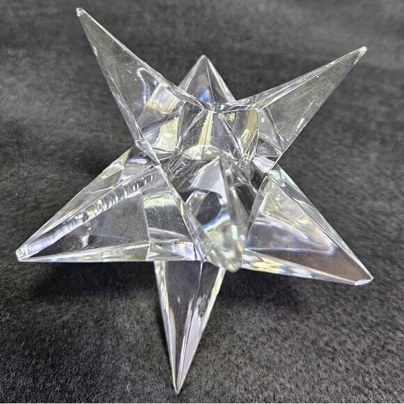 VTG Rosenthal Crystal Star Candlestick Set (3) 90s Candle Holder MCM Heavy Glass - Picture 13 of 16